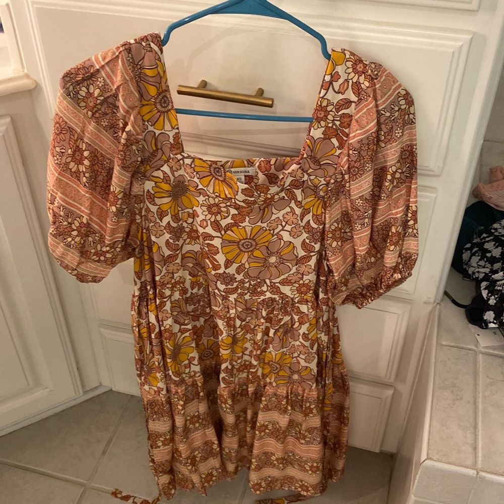 Nude Floral mini dress